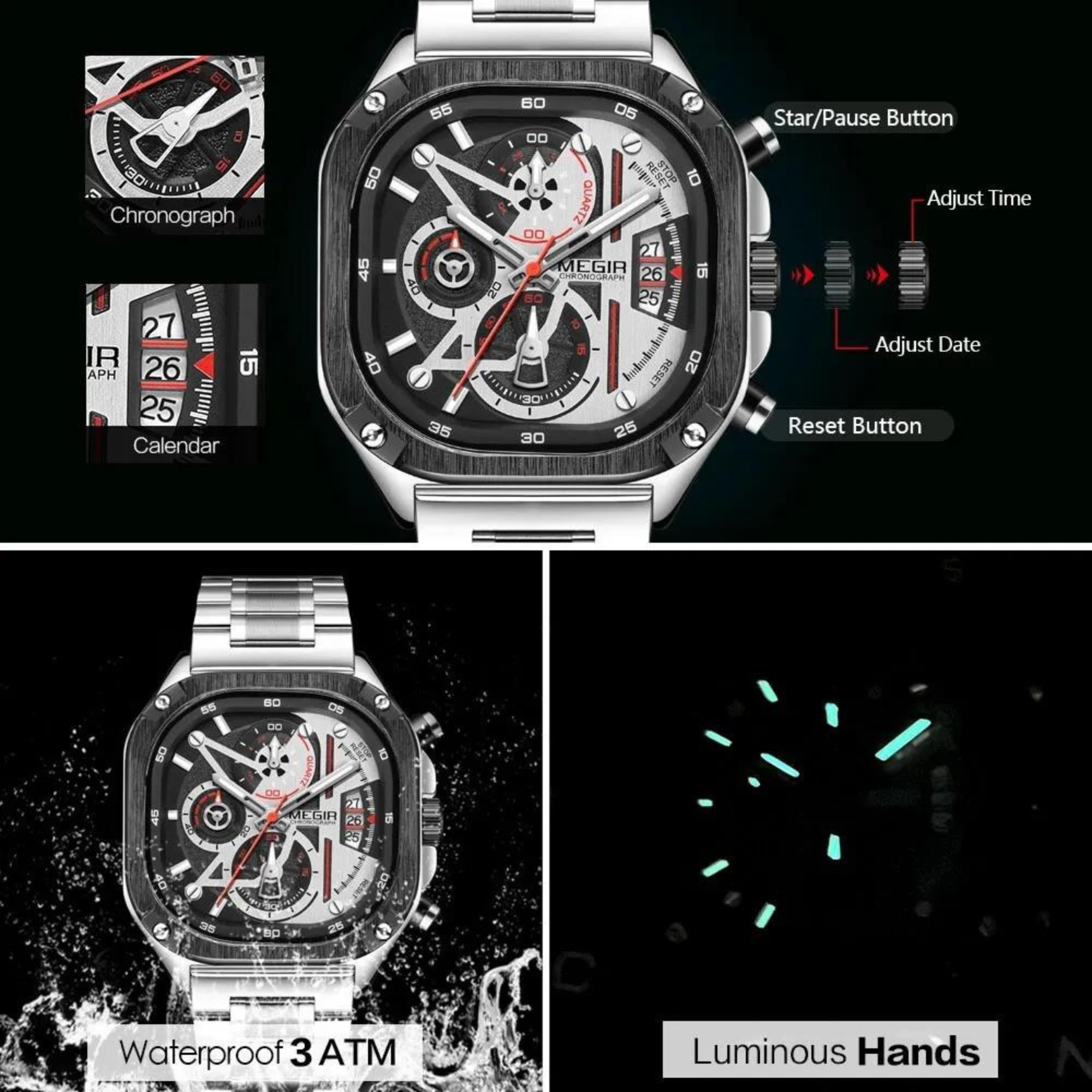 Manike MEGIR 2217 Analog Quarz Uhr Manike MEGIR 2217 Analog Quarz Uhr